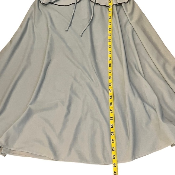 Vintage 70s Harold Williams Light Blue/Green Flowy Maxi Dress Black Trim Pelham - Picture 9 of 10